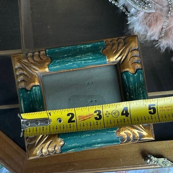 Small Green & Gold Decor frame picture Art 2x3” home romantic French baroque - Picture 6 of 6